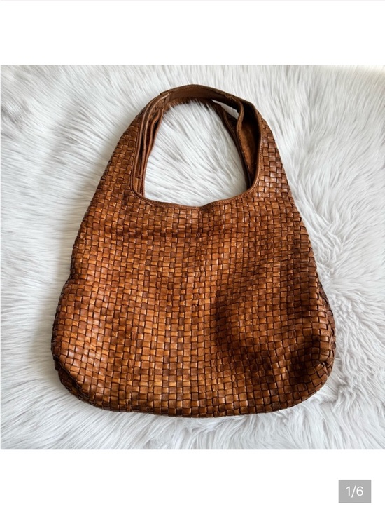 Handbags - Woven Leather Hobo Bag - Brown